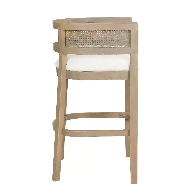 Christopher Knight Home Marie Tabourets de bar contemporains en bois d'hévéa rembourrés avec dossier incurvé en rotin (Lot de 2)