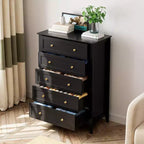Commode Garvee à 5 tiroirs, commode en bois de style fermier pour vêtements, grande commode de rangement, pour salon, placard, couloir