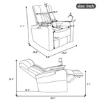 Fauteuil inclinable pivotant 270° avec lumières LED, plateau rotatif 360° et port USB - Fauteuil électrique de cinéma maison pour salon