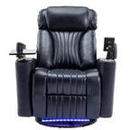 Fauteuil inclinable pivotant 270° avec lumières LED, plateau rotatif 360° et port USB - Fauteuil électrique de cinéma maison pour salon
