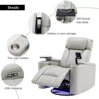 Fauteuil inclinable pivotant 270° avec lumières LED, plateau rotatif 360° et port USB - Fauteuil électrique de cinéma maison pour salon