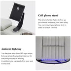 Fauteuil inclinable pivotant 270° avec lumières LED, plateau rotatif 360° et port USB - Fauteuil électrique de cinéma maison pour salon