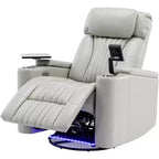 Fauteuil inclinable pivotant 270° avec lumières LED, plateau rotatif 360° et port USB - Fauteuil électrique de cinéma maison pour salon
