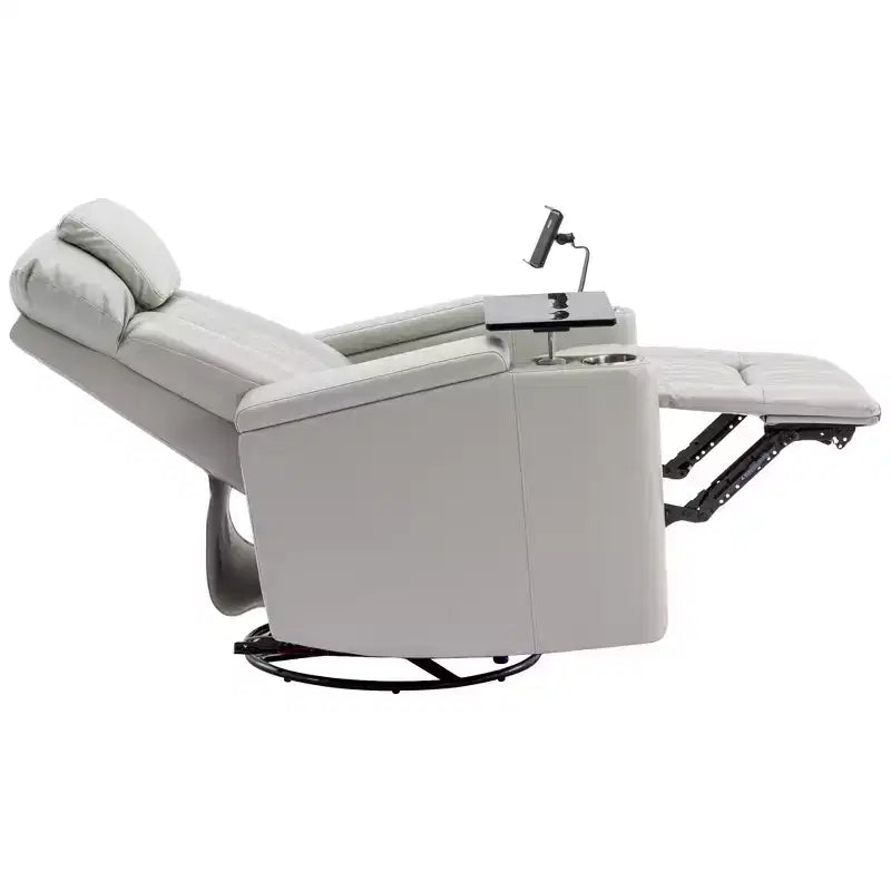 Fauteuil inclinable pivotant 270° avec lumières LED, plateau rotatif 360° et port USB - Fauteuil électrique de cinéma maison pour salon