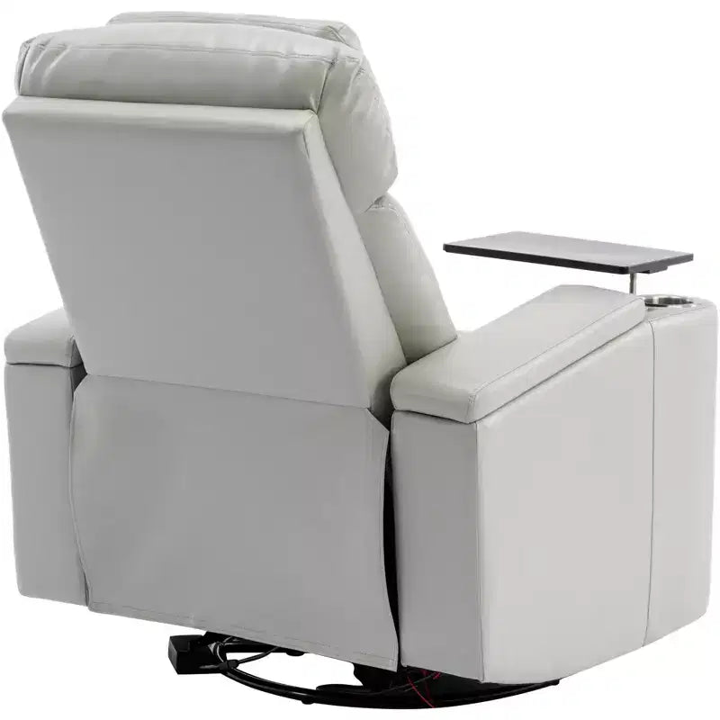 Fauteuil inclinable pivotant 270° avec lumières LED, plateau rotatif 360° et port USB - Fauteuil électrique de cinéma maison pour salon