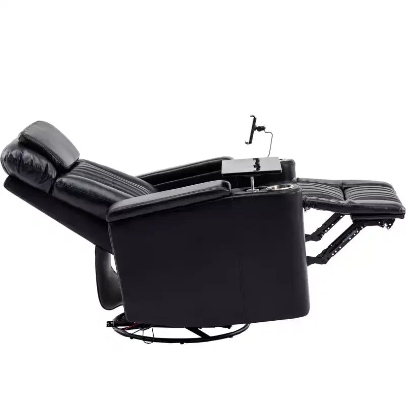 Fauteuil inclinable pivotant 270° avec lumières LED, plateau rotatif 360° et port USB - Fauteuil électrique de cinéma maison pour salon
