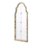 Grand miroir mural encadré crème et or 22 x 48, miroir en bois arqué avec aspect fenêtre décorative pour salon, salle de bain, entrée