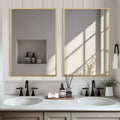 Rectangular Gold Aluminum Alloy Frame Hanging Mirror with Thin Edge and Double-Sided Mounting Feature