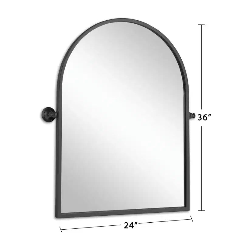 Miroir suspendu avec cadre noir, motif arche à angle droit en fer, 91x61x4cm