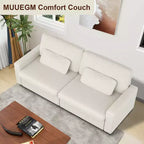 Canapé en velours côtelé avec accoudoirs carrés MUUEGM 89 | Canapé rembourré avec assise profonde, housse lavable, coussins amovibles