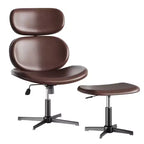 Chaise de bureau pivotante Bestier avec pouf, chaise de bureau inclinable avec dossier haut et appui-tête réglables, chaise de jeu ergonomique en PU