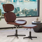 Chaise de bureau pivotante Bestier avec pouf, chaise de bureau inclinable avec dossier haut et appui-tête réglables, chaise de jeu ergonomique en PU