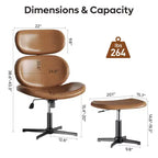 Chaise de bureau pivotante Bestier avec pouf, chaise de bureau inclinable avec dossier haut et appui-tête réglables, chaise de jeu ergonomique en PU
