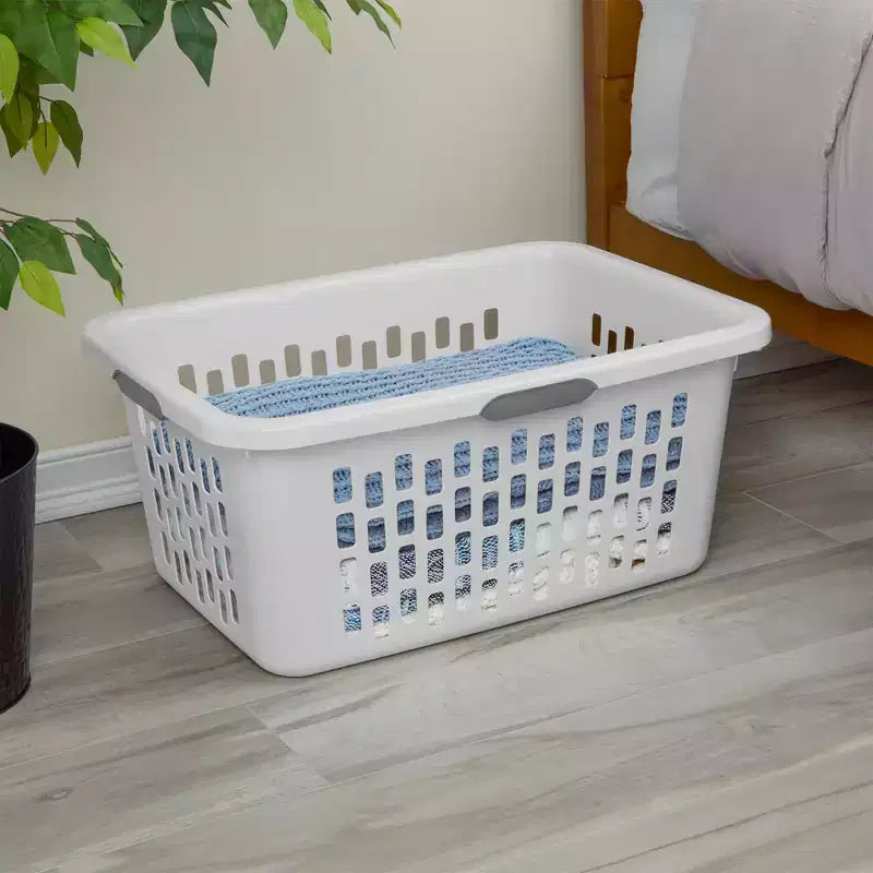 Panier à linge Sterilite, 2 boisseaux, en plastique avec poignées, blanc, lot de 6