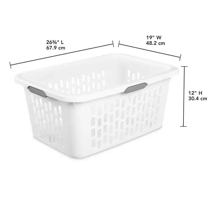 Panier à linge Sterilite, 2 boisseaux, en plastique avec poignées, blanc, lot de 6