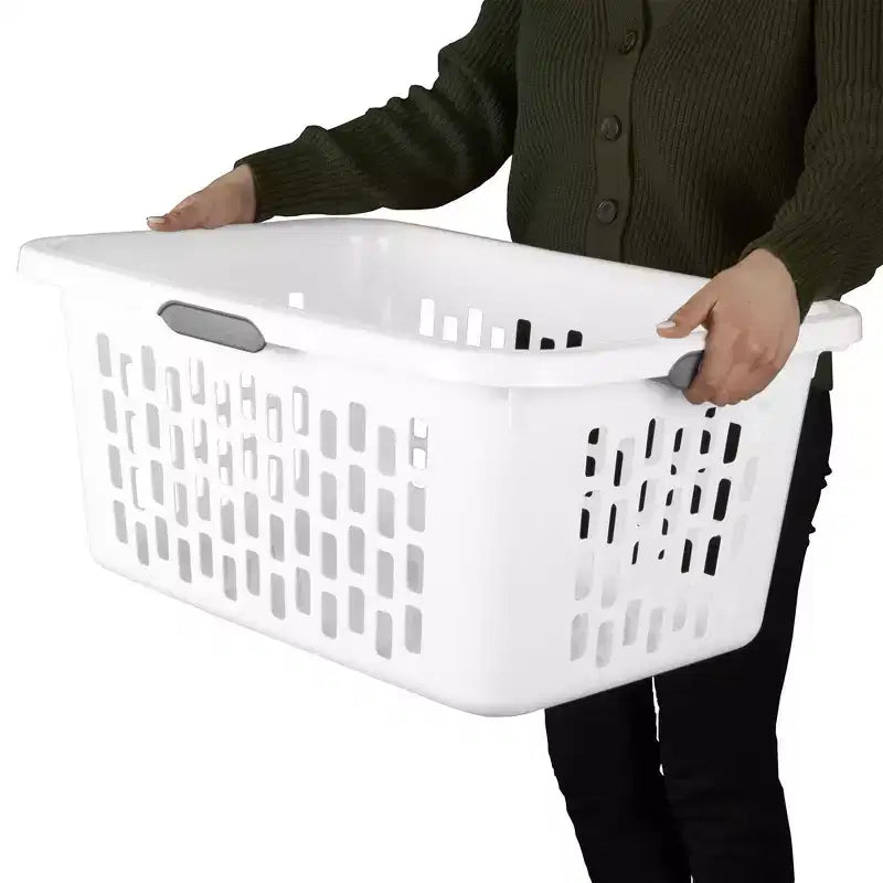 Panier à linge Sterilite, 2 boisseaux, en plastique avec poignées, blanc, lot de 6