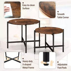 Costway Table basse ronde d'intérieur et d'extérieur - Lot de 2 tables basses gigognes de 54,6 et 64,8 cm - Table d'appoint ronde marron/blanc