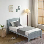 Cadre de lit simple en bois massif Karl Home Gris