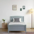 Cadre de lit simple en bois massif Karl Home Gris