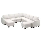 Canapé d'angle modulable 8 places en chenille Belffin en forme de U - Canapé convertible avec rangement caché et assemblage sans outils