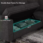 Canapé d'angle modulable 8 places en chenille Belffin en forme de U - Canapé convertible avec rangement caché et assemblage sans outils