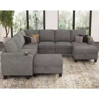 Canapé d'angle modulable 8 places en chenille Belffin en forme de U - Canapé convertible avec rangement caché et assemblage sans outils