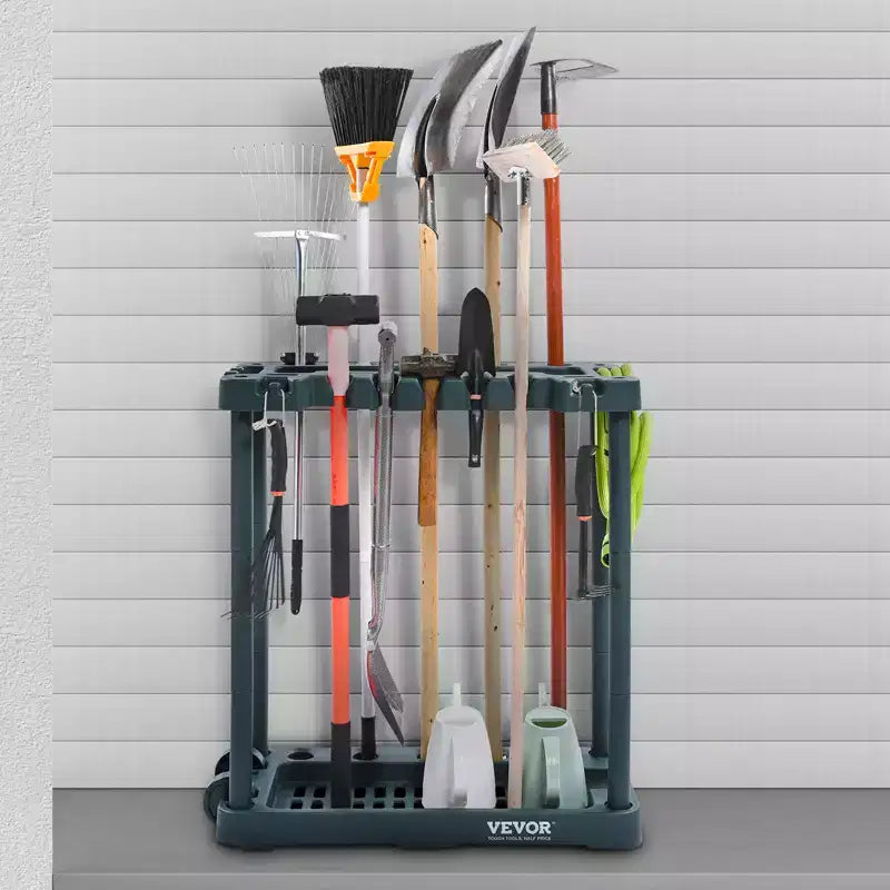 Organisateur d'outils de jardinage VEVOR, 10 emplacements, support de rangement vertical pour outils de jardin pour garage, peut contenir des outils à long manche/râteau/balai/pelle