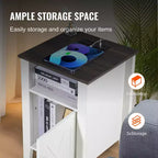 VEVOR Table d'appoint de ferme, lot de 2, table de chevet avec station de recharge, table d'appoint à 3 niveaux avec armoire de rangement, table d'appoint avec ports USB et prises