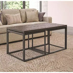 Table basse moderne gigogne en acier Interior Elements, ensemble de 3 pour le salon, marron, 48