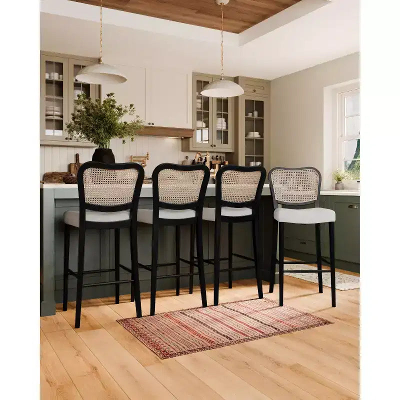 Tabouret de bar Maven Lane Vera avec revêtement en tissu, hauteur d'assise de 79 cm