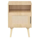 Table de chevet en rotin, table de chevet en bois, table d'appoint, table de chevet avec étagère ouverte, esthétique moderne et naturelle - ModernLuxe