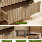 Commode à 5 tiroirs cannelée pour chambre à coucher, commode moderne en bois avec tiroirs larges