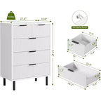 Commode à 5 tiroirs cannelée pour chambre à coucher, commode moderne en bois avec tiroirs larges