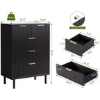 Commode à 5 tiroirs cannelée pour chambre à coucher, commode moderne en bois avec tiroirs larges