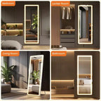 Miroir de salle de bain LED haut 71x26 pouces, miroir mural anti-buée avec haut-parleur Bluetooth, blanc