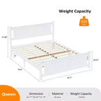 Cadre de lit en bois Karl Home Queen Size avec tête de lit blanc