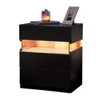 Commode à 3 tiroirs Okak LED pour chambre à coucher, tables de chevet LED en acrylique, tables d'appoint modernes avec tiroirs, mobilier de chambre à coucher.
