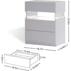 Commode à 3 tiroirs Okak LED pour chambre à coucher, tables de chevet LED en acrylique, tables d'appoint modernes avec tiroirs, mobilier de chambre à coucher.