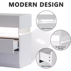 Commode à 3 tiroirs Okak LED pour chambre à coucher, tables de chevet LED en acrylique, tables d'appoint modernes avec tiroirs, mobilier de chambre à coucher.