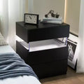 Commode à 3 tiroirs Okak LED pour chambre à coucher, tables de chevet LED en acrylique, tables d'appoint modernes avec tiroirs, mobilier de chambre à coucher.