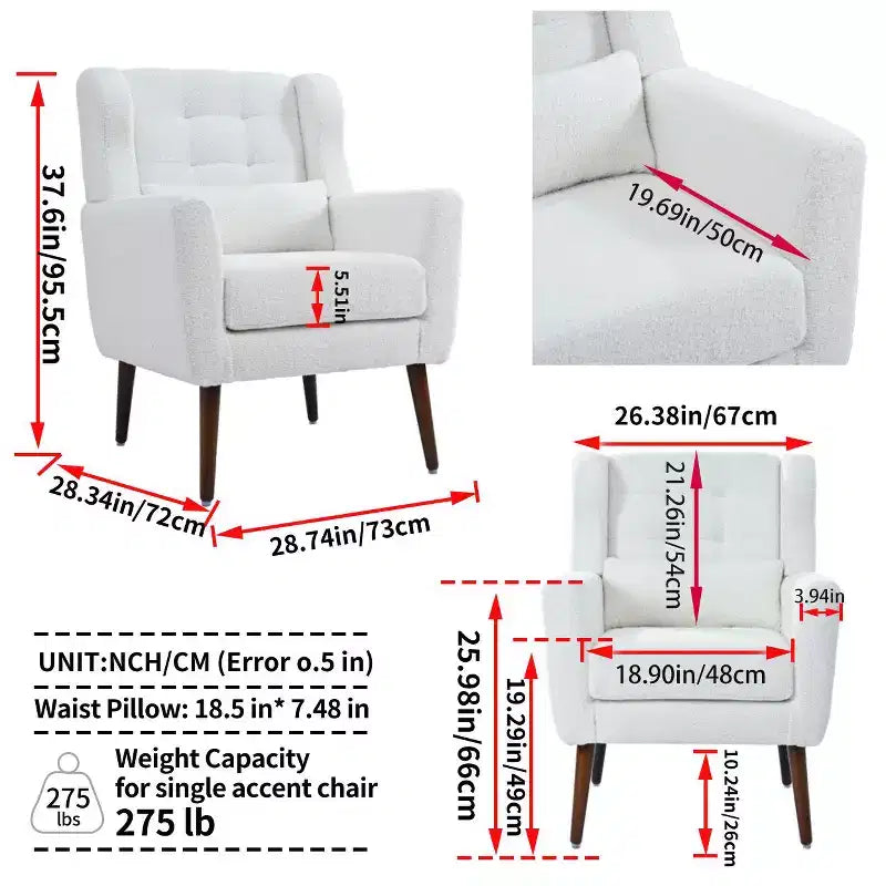 Chaises d'appoint Okak pour chambre à coucher, chaise d'appoint moderne du milieu du siècle, chaises en tissu peluche confortables, fauteuils de lecture, fauteuil de salon