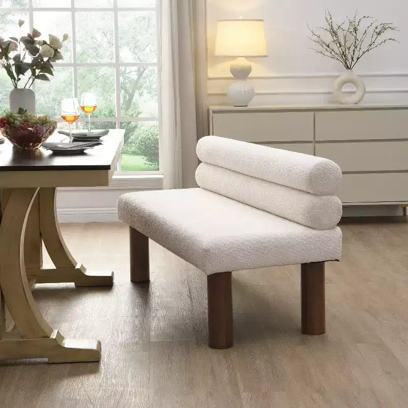 Banc de salle à manger contemporain Christopher Knight Home en bois d'hévéa rembourré avec dossier