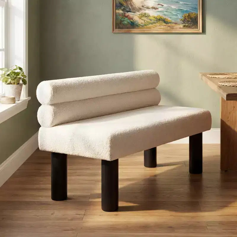Banc de salle à manger contemporain Christopher Knight Home en bois d'hévéa rembourré avec dossier