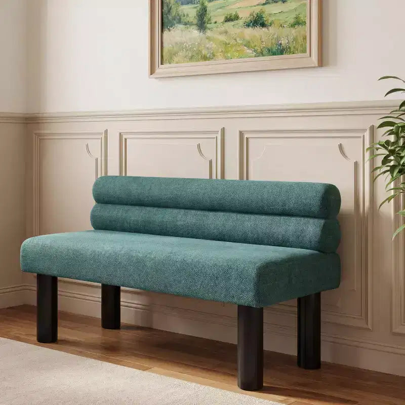 Banc de salle à manger contemporain Christopher Knight Home en bois d'hévéa rembourré avec dossier
