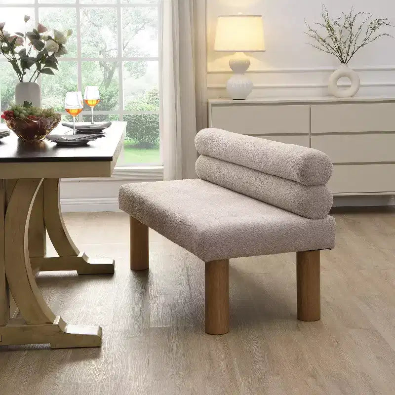 Banc de salle à manger contemporain Christopher Knight Home en bois d'hévéa rembourré avec dossier
