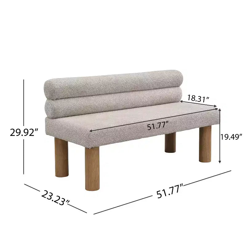 Banc de salle à manger contemporain Christopher Knight Home en bois d'hévéa rembourré avec dossier