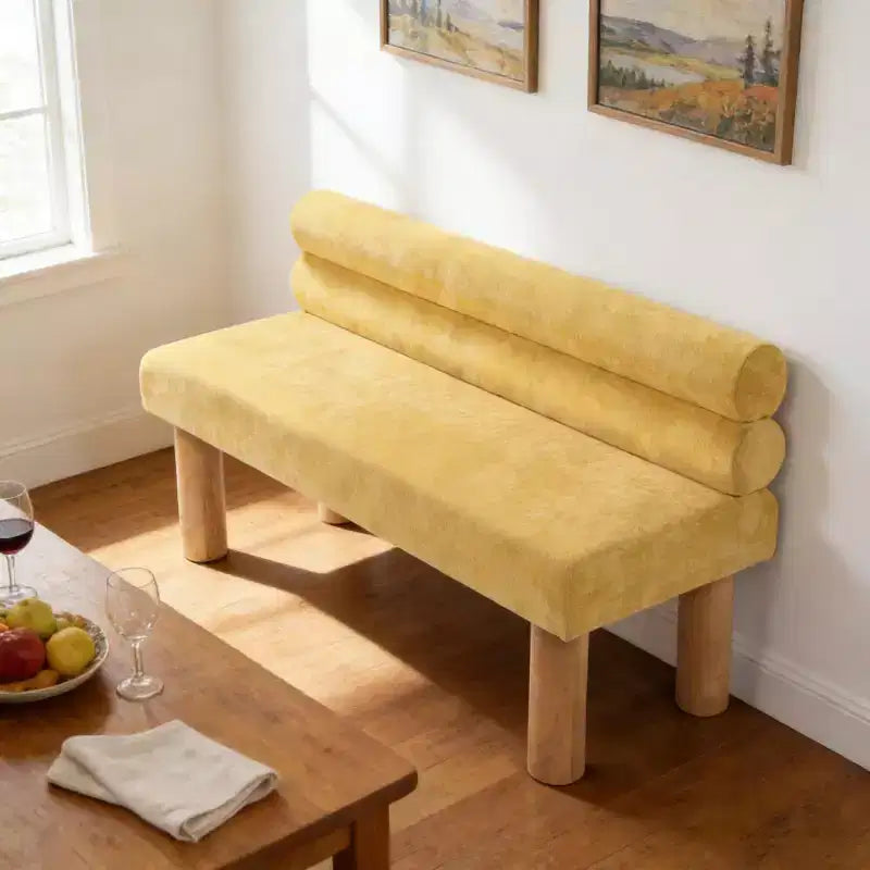 Banc de salle à manger contemporain Christopher Knight Home en bois d'hévéa rembourré avec dossier