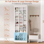 Meuble d'entrée 4-en-1 Acekool avec banc, 15 niches à chaussures et 5 patères, rangement de chaussures d'entrée avec assise et porte-manteau, finition grise