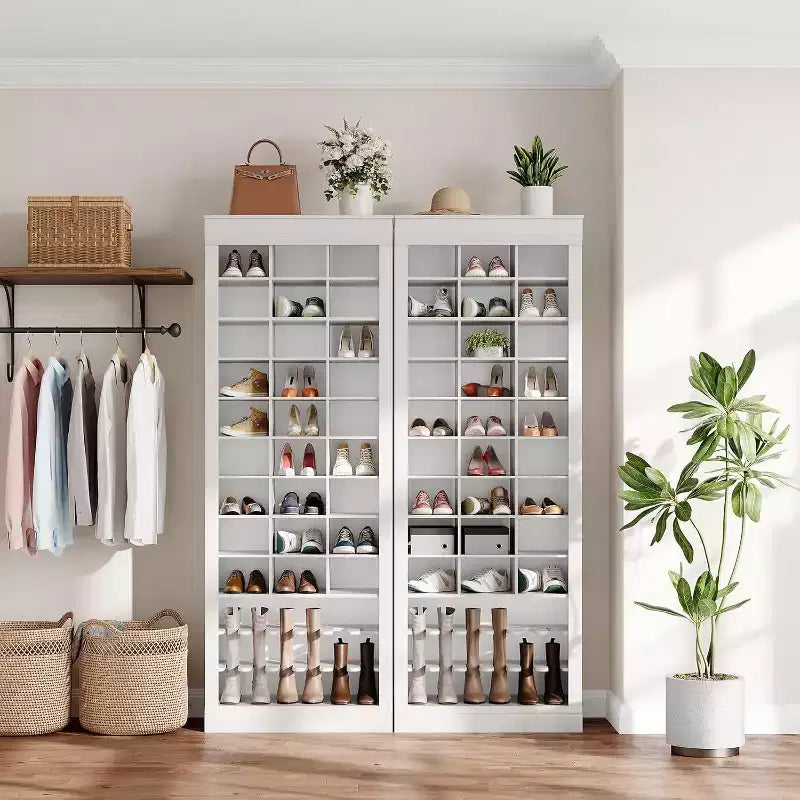 Meuble d'entrée 4-en-1 Acekool avec banc, 15 niches à chaussures et 5 patères, rangement de chaussures d'entrée avec assise et porte-manteau, finition grise
