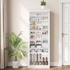 Meuble d'entrée 4-en-1 Acekool avec banc, 15 niches à chaussures et 5 patères, rangement de chaussures d'entrée avec assise et porte-manteau, finition grise